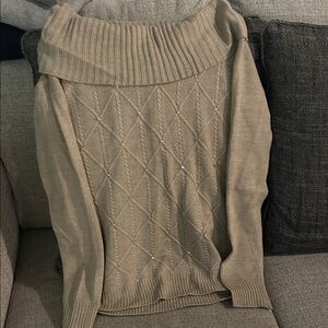 New York & Company Taupe Cowl Neck Sweater